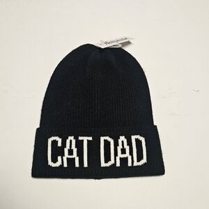 Black and White Knitted Cat Dad Beanie Hat for Men NWT